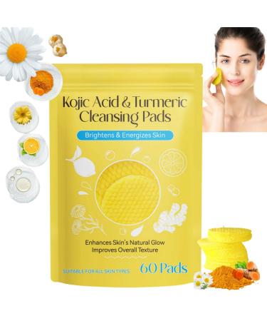 60 Pads Turmeric Kojic Acid Pads Turmeric Exfoliating Foaming Pads Turmeric Kojic Pads Turmeric Kojic Acid Cleansing Pads Face Pads Fades Dark Spots Face Cleansing Pads Exfoliating Face Pads