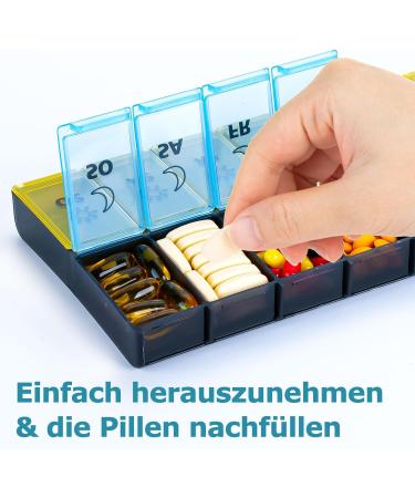 7-Day & 14-Day XL Tablet Box Dispenser for Vitamins & Medication - Large Yellow Accessory - Buy Online on GoSupps.com