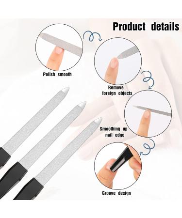 6-Piece Professional Metal Nail File Set Double-Sided Black Nail Files for Natural Nails Manicure & Pedicure - Non-Slip Handle | Perfect for Fingernails & Toenails - Buy Online on GoSupps.com