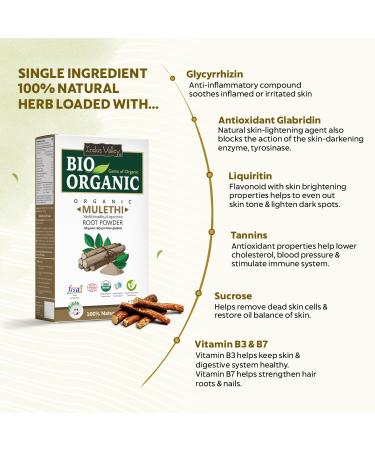 INDUS VALLEY 100% Organic Licorice Root Powder Natural Pure Mulethi Powder | Yashimadhu | Liquorice | Glycyrrhiza Glabra | Hair And Skin Care (100 G (Pack Of 1)) Mulethi Powder_100g - Buy Online on GoSupps.com