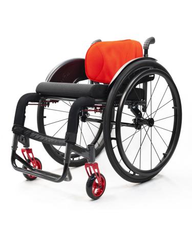 All-Terrain Lightweight Sports Wheelchair Aluminum Alloy Wheelchair Transport Wheelchair Portable Wheelchair with Handbrakes And Quick Release Rear Wheels Mobility Aids For Adult(Size:16.9in/43cm Colo 16.9in/43cm Orange