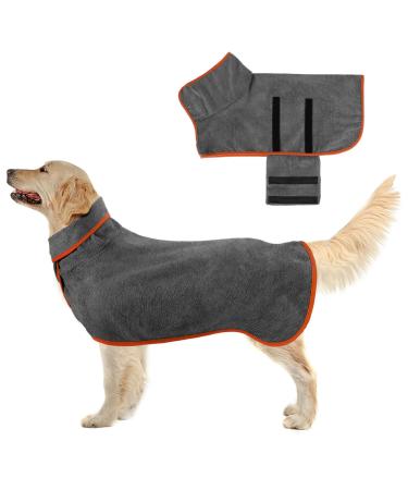 Jostift Dogenbadema microfiber dog bathrobe bath towel dog bemper coat extra absorbent fast drying dog bemper with adjustable straps for large means and small dogs (L)
