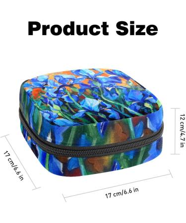MuooouM Blue Irises Storage Bag for Women - Zippered Menstruation Cup & Bandages Organizer (4.7x6.6 in) - Perfect for Teens & Girls - Buy Online on GoSupps.com