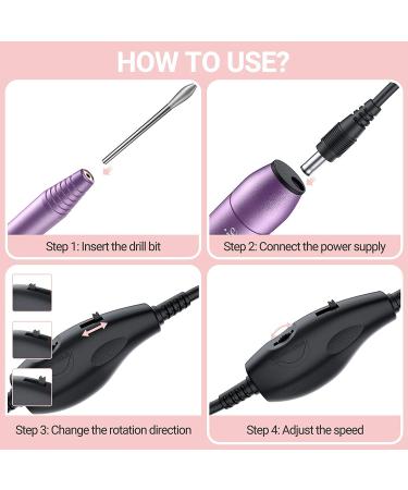 MelodySusie Portable Electric Nail Drill - Professional Efile Kit for Acrylic & Gel Nails - Manicure/Pedicure Tool in Purple - Buy Online on GoSupps.com