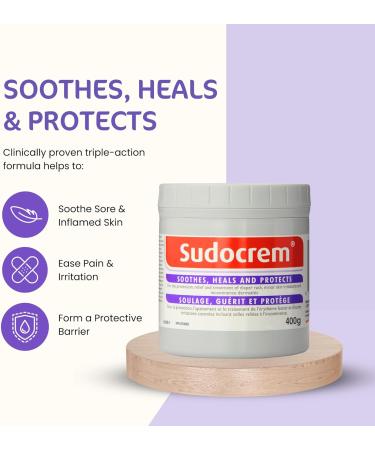 Sudocrem - Diaper Rash Cream for Baby Soothes Heals and Protects Relief and Treatment of Diaper Rash Zinc Oxide Cream - 400g 400g (Pack of 1) - Buy Online on GoSupps.com