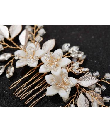 SWEETV Bridal Crystal Wedding Hair Comb Clip - Gold Hair Accessory for Brides & Bridesmaids - Buy Online on GoSupps.com