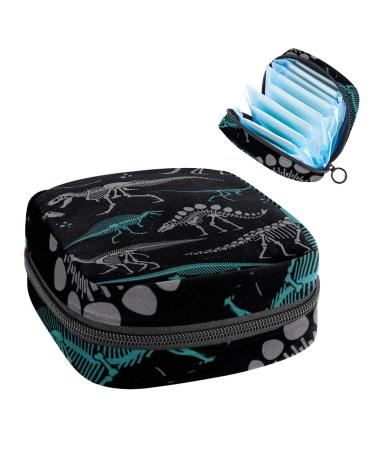GIAPB Period Bag Sanitary Napkin Storage Bag Period Pouch Travel Makeup Bag Art Dinosaur Skeleton Color1144