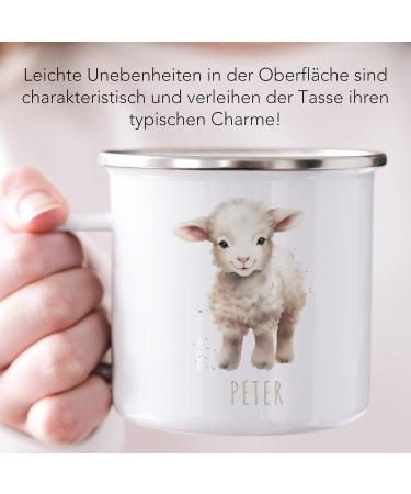 Personalized Sheep Enamel Cup for Kids - Custom Name Drinking Cup | Ideal Gift for Boys & Girls - 300 ml - Buy Online on GoSupps.com