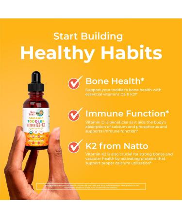 MaryRuth Organics Joint Health Liquid & Vitamin D3+K2 Drops for Toddlers | USDA Organic & Clean Label Project Verified | Vitamins for Calcium Joints and Bone Support | Vegan Non-GMO Gluten Free - Buy Online on GoSupps.com