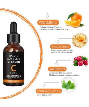 Tongyend Vitamin C Face Serum 20% Vitamin C Serum for Face Organic Vitamin C Anti Aging Serum for Face Collagen Serum for Face Fades Dark Spot Boost Skin Collagen Hydrate & Brighten - Buy Online on GoSupps.com