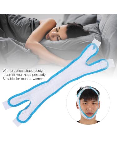 Breathable Anti-Snoring Sleeping Mask with Jaw Support Belt and Chinrest - Sky Blue Trim - Buy Online on GoSupps.com