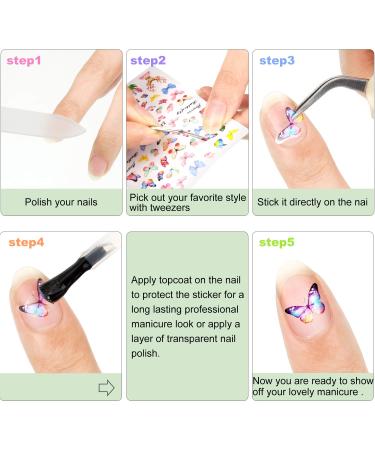 12 Sheets Butterfly Nail Art Stickers - Self-Adhesive Flower Pattern Decals for Women & Girls | Colorful, Mixed Design Manicure Decorations - Buy Online on GoSupps.com
