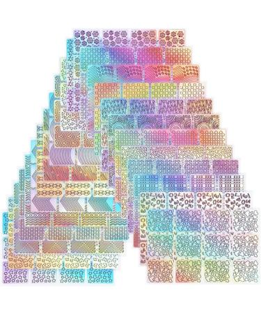 Nail Stencil Stickers Nail Vinyl Stencil Stickers Set Colorful Hollow Nail Art Decals DIY Manicure Decorations 24Sheet - Buy Online on GoSupps.com