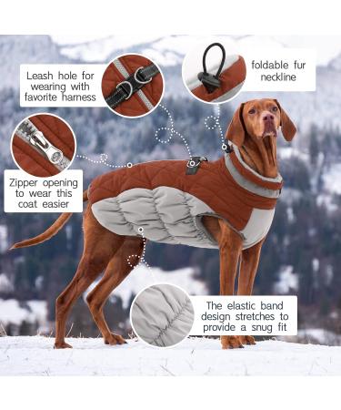 Kuoser Waterproof Dog Coat - Cold Weather Jacket for Small & Medium Dogs | Fleece Lined Reflective Winter Vest | Cozy Pet Clothing XXXL Brown - Buy Online on GoSupps.com