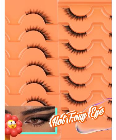 L Curl Cat Eye Half Lashes - 7 Pairs, Wispy & Natural Look, Winged Fox Eye Design, Short Eyeliner Effect - Goddvenus - Buy Online on GoSupps.com