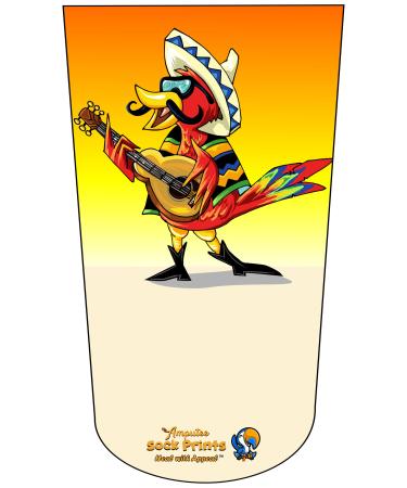 Heal with Appeal Amputee stump sock Red parrot w guitar V2 3Ply stump sock
