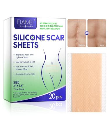 RTBYUE Silicone Scar Sheets - 20PCS for Scar Removal Treatment of Acne, Keloid, Surgery, C-Section, Burn, Tummy Tuck - Buy Online on GoSupps.com