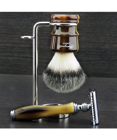 New Shaving Horn Collection | Luxury Razor Brush with Silver Lace Synthetic Bristles | Innovative Grip Design | Comfort & Low Maintenance - Buy Online on GoSupps.com