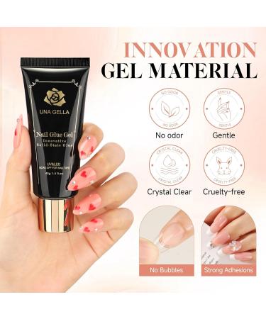 UNA GELLA Soft Gel Nail Tips Glue - Strong 40ml Curing Gel for Acrylic & Press-On Nails | Soak Off & Easy Application - Buy Online on GoSupps.com