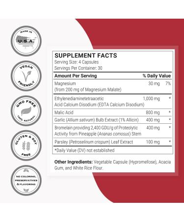 Supersmart - Cardio Clear (Garlic EDTA Supplement) - with Malic Acid Calcium Disodium EDTA Magnesium Bromelain | Non-GMO & Gluten Free - 120 Vegetarian Capsules - Buy Online on GoSupps.com
