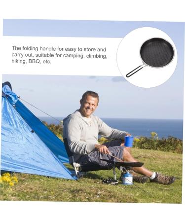 SWOOMEY 1Pc Outdoor Non Stick pan Camping Skillet nonstick Grill pan Stove Grill pan BBQ Grilling pan Broiler pan for Oven Stainless Steel Griddle Round Griddle fold Iron Gas Stove - Buy Online on GoSupps.com