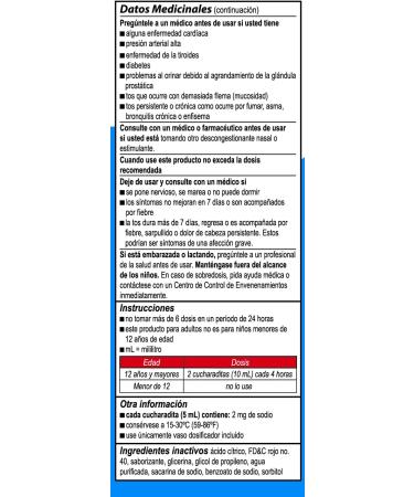 Bactimicina Cough & Cold Liquid - Expectorant and Decongestant - Ages 18 and Up - 4 Fl OZ - Buy Online on GoSupps.com