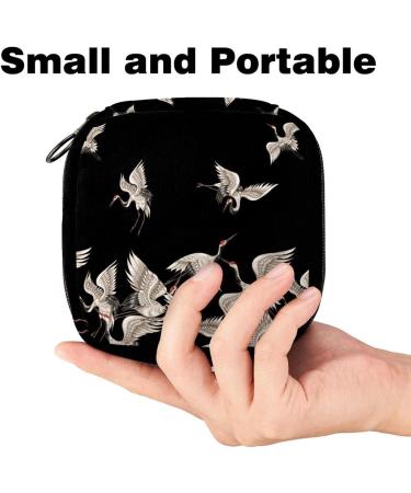 Menstruation Pad Bag Zip - Stylish Tampon Collecting Bags for Women & Girls - Japanese White Cranes Design - Buy Online on GoSupps.com