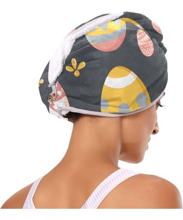 Easter Egg Grey Hair Towel 2 Pack - Super Absorbent Quick Dry Turbans for Women & Girls | Hair Drying Head Towels with Button Wrap - Buy Online on GoSupps.com