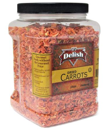 Dried Carrots by Its Delish, 24 Oz (1.5 lb) | Jumbo Size Reusable Container of Dehydrated Carrot Dices for Soup Vegetables, Food Supply and Camping - Buy Online on GoSupps.com