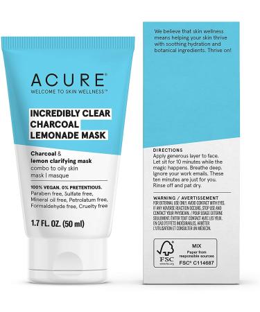 Acure Incredibly Clear Charcoal Lemonade Mask 1.7 fl oz - Purifying Facial Treatment - Buy Online on GoSupps.com