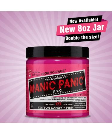 Manic Panic Cotton Candy Pink Hair Dye 8 fl oz - Vegan, PPD & Ammonia-Free Semi-Permanent Hair Color - Glows in Blacklight - Bright Cool-Toned Pink Shade - Buy Online on GoSupps.com