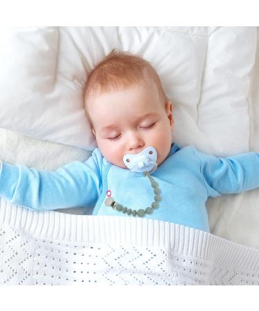 Sage Cream White Silicone Pacifier Clip Holder Set - 2 Pack | Soft & Flexible Binky Clips for Boys & Girls - Baby Newborn Essentials, Birthday Christmas Shower Gift - Buy Online on GoSupps.com