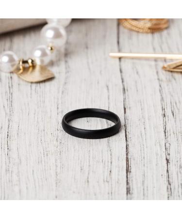 ThunderFit Super Thin Stackable Silicone Wedding Bands - Black - 3mm Width - 1.5mm Thickness - Size 4.5-5 (15.7mm) - Buy Online on GoSupps.com