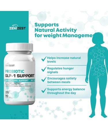 ZeniZest GLP-1 Support Probiotic Weight Loss Support Supplement - Women Men GLP1 Support with Berberine - Natural Keto Daily Oral Appetite Suppressant Hunger Control Metabolism Fat Burn Gut Health - Buy Online on GoSupps.com