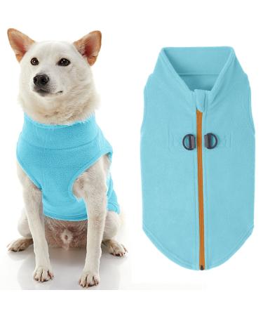 Gooby Zip Up Fleece Dog Sweater - Turquoise, Medium - Warm Pullover Fleece Step-in Dog Jacket with Dual D Ring Leash - Winter Small Dog Sweater - Dog Clothes for Small Dogs Boy and Medium Dogs Medium chest (17.5