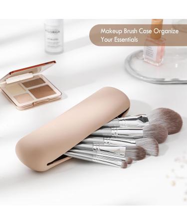 Fvion Large Silicone Makeup Brush Holder | Makeup Brush Organizer with Magnetic Anti-Fall Pocket | Khaki Cosmetic Brush Storage - Buy Online on GoSupps.com