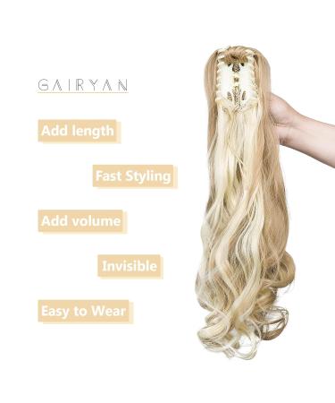 Shop Gairyan 50cm Ponytail Hair Extensions - Long Curly Claw Clip Wavy Synthetic Hair in Sandy Blonde & Bleached Blonde - Buy Online on GoSupps.com
