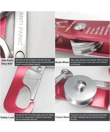 S.E.PEAK Climbing Double Stop Descender - Self-Braking, Self-Locking Rappelling Belay Device for 10-13mm Rope - Rescue & Arborist Tool - Hand Control - Red - Buy Online on GoSupps.com