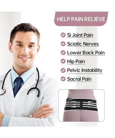 SI Belt - Sacroiliac Hip Support for Sciatica & Lower Back Pain Relief - Adjustable Brace for Women & Men (Hip Size 30-46) - Black - Buy Online on GoSupps.com