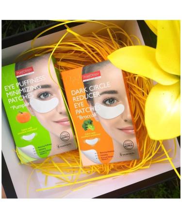 Purederm Pumpkin Eye Puffiness Minimizing Patches - 6 Treatments with Vitamin E for Hydrated and Reduced Puffiness Around Eyes - Buy Online on GoSupps.com