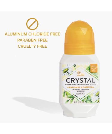 CRYSTAL Mineral Deodorant Roll-On 3-Pack | 24-Hour Odor Protection, Non-Staining, Chamomile & Green Tea, Aluminum & Paraben Free - Buy Online on GoSupps.com
