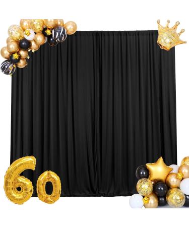 10x10 ft Black Polyester Backdrop Drapes Curtains with Rod Pockets - Wedding & Party Decor - Buy Online on GoSupps.com
