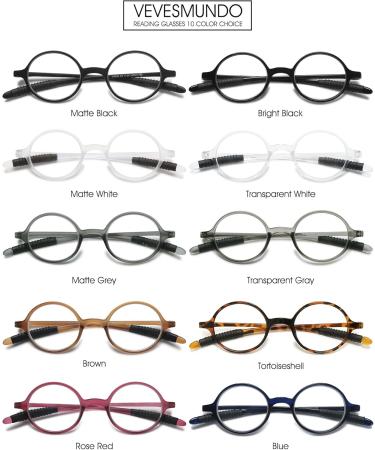 VEVESMUNDO Flexible Round Reading Glasses Set for Men & Women - 8 Pcs 2.0x Bendable Eyeglasses - Buy Online on GoSupps.com