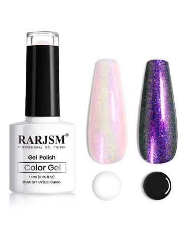 RARJSM Pearl Gel Nail Polish, Mermaid Nailpolish Shell Glimmer Shiny Shimmers Gel Polish Purple Sparkle Shiny Clear Pastel Nail Gel UV LED Curing Required 1Pcs 7.5ML RAR92