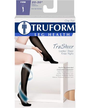 Truform Sheer Compression Stockings for Women 20-30 mmHg Knee High 30 Denier Black - Small (1 Pair) | International Shipping Available - Buy Online on GoSupps.com