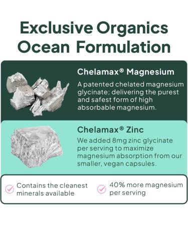 Organics Ocean Pure Magnesium Glycinate with Zinc - Maximum Strength Chelated Magnesium Supplement for Women and Men for Muscle Cramps and Sleep Support - 90 Capsule 90 Count (Pack of 1) - Buy Online on GoSupps.com
