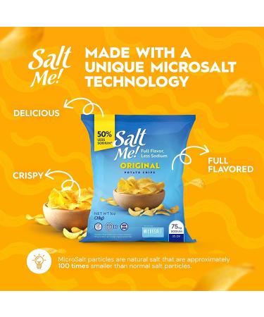 SaltMe! Original Better For You Potato Chips - 24ct 1oz Bags - 50% Less Sodium - Kosher & Gluten Free - Non-GMO - Healthy Snack Pack - USD$21.97 - Buy Online on GoSupps.com