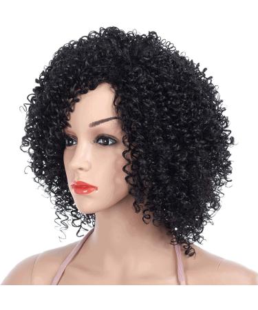 Black Fluffy Curly Wig for Black Women - Heat-Resistant Synthetic Full Wig for Cosplay & Daily Wear - Buy Online on GoSupps.com