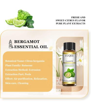 Buy EUQEE Pure Bergamot Essential Oil 10ml - Ideal for Diffusers Humidifiers Candle Making & DIY Soap - International Shipping Available - Buy Online on GoSupps.com