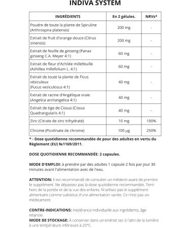 Indiva System Food Supplement 30 Capsules Spirulina and Caffeine - Buy Online on GoSupps.com